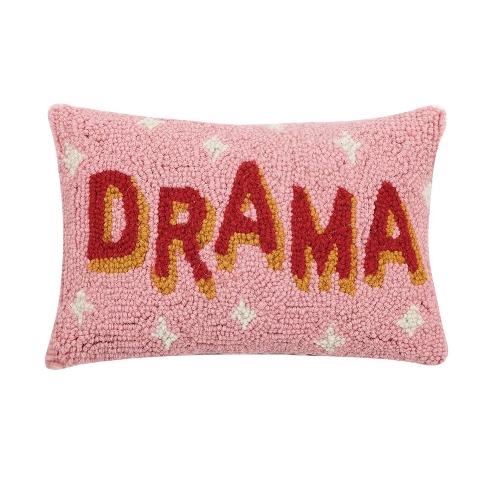 Anthropologie Pink 'DRAMA' Hooked Accent Pillow New with Tags